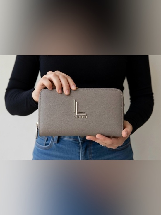 Loulou Bags Handbags - Lulu Taupe Beige Zip Close Wallet 8” x 4.5”